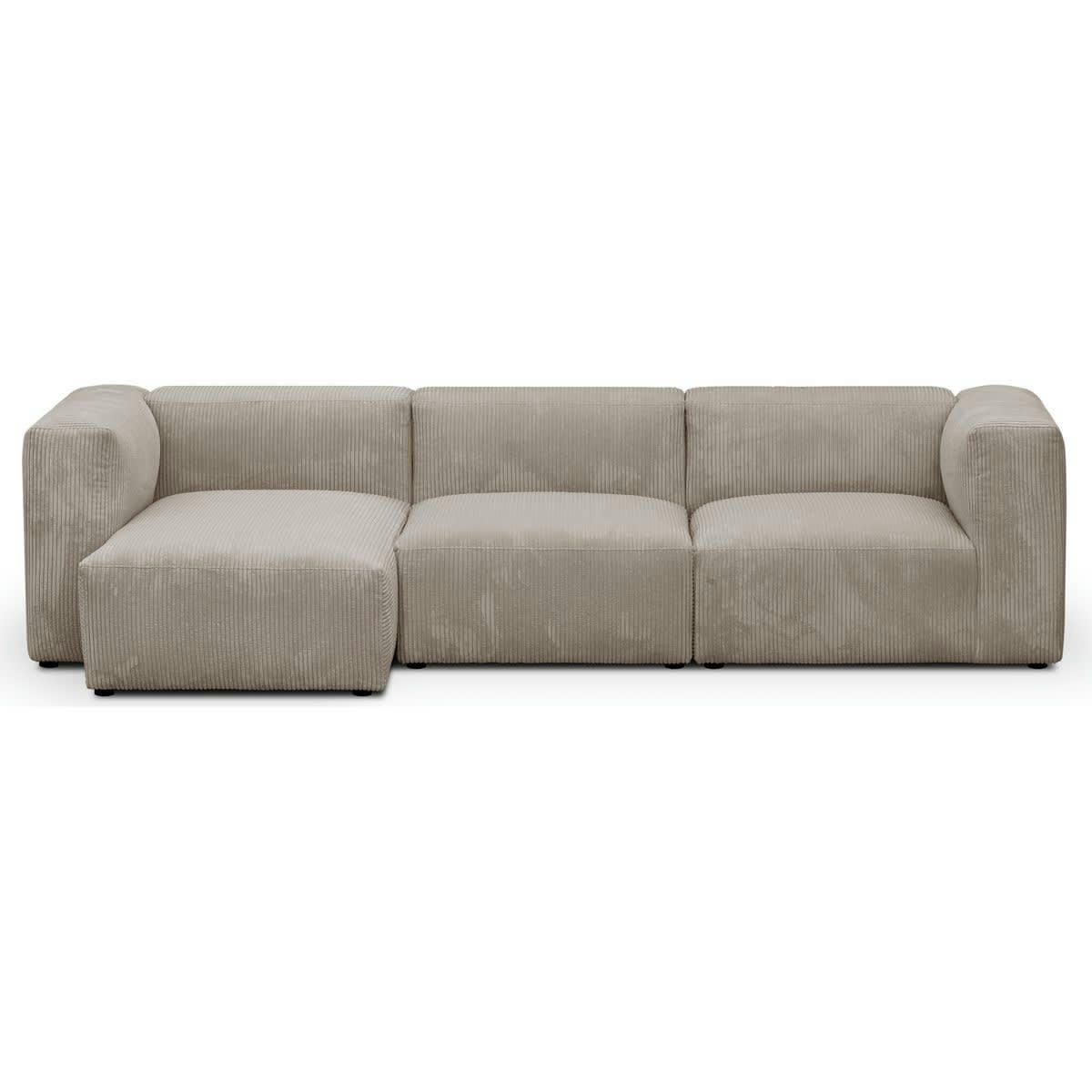 MODULO NEW - Canapé modulable angle gauche 4 places en velours côtelé taupe