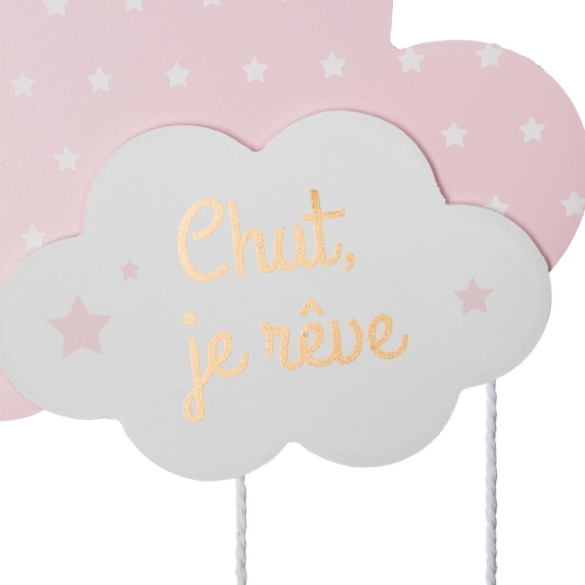 Kids suspension lamp "Nuage" Wood, Rose, H.61,5 cm