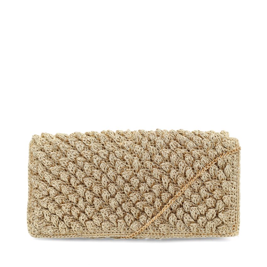 Manfield Gouden clutch met gebreide details