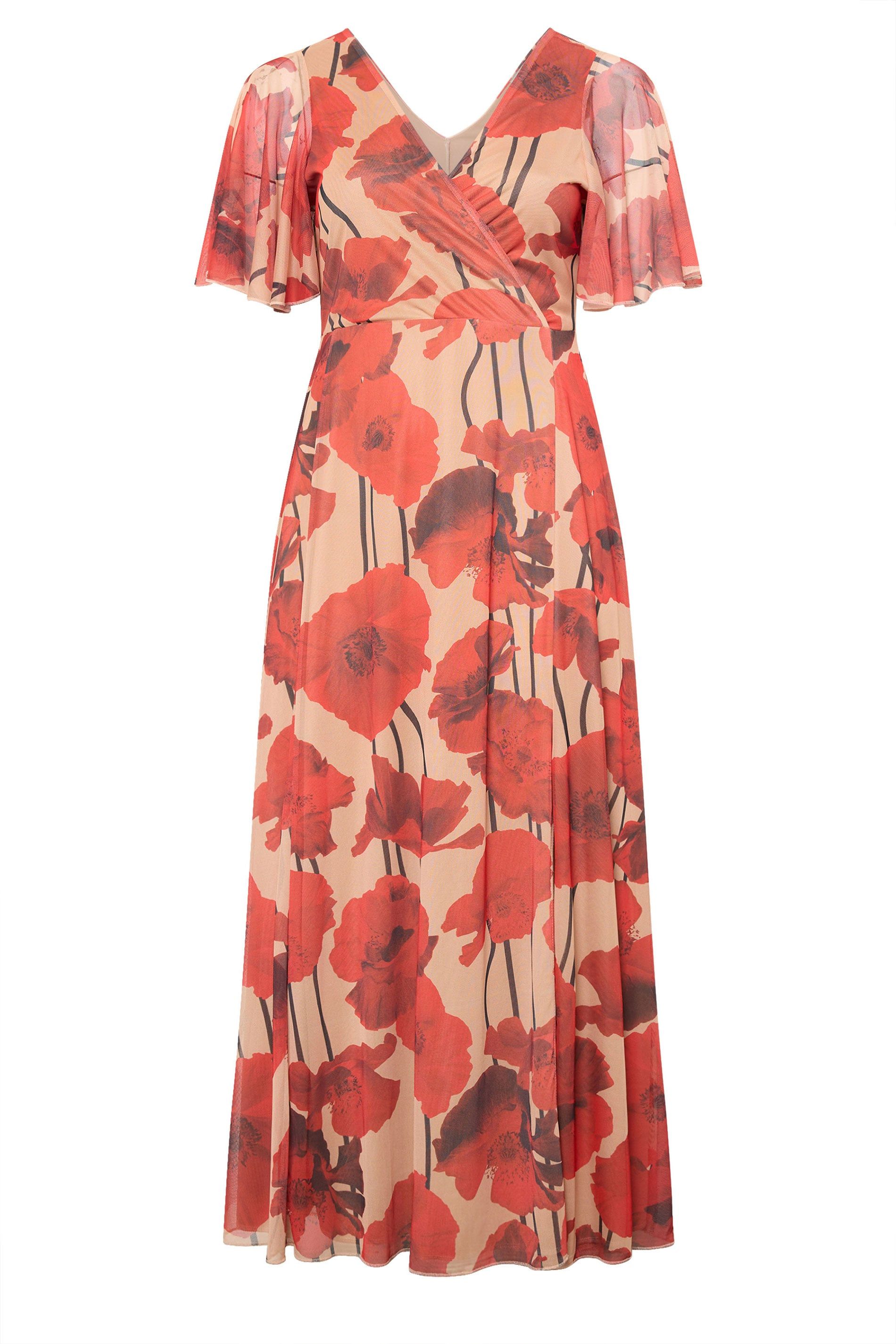 Yours Floral Abstract Mesh Maxi Dress