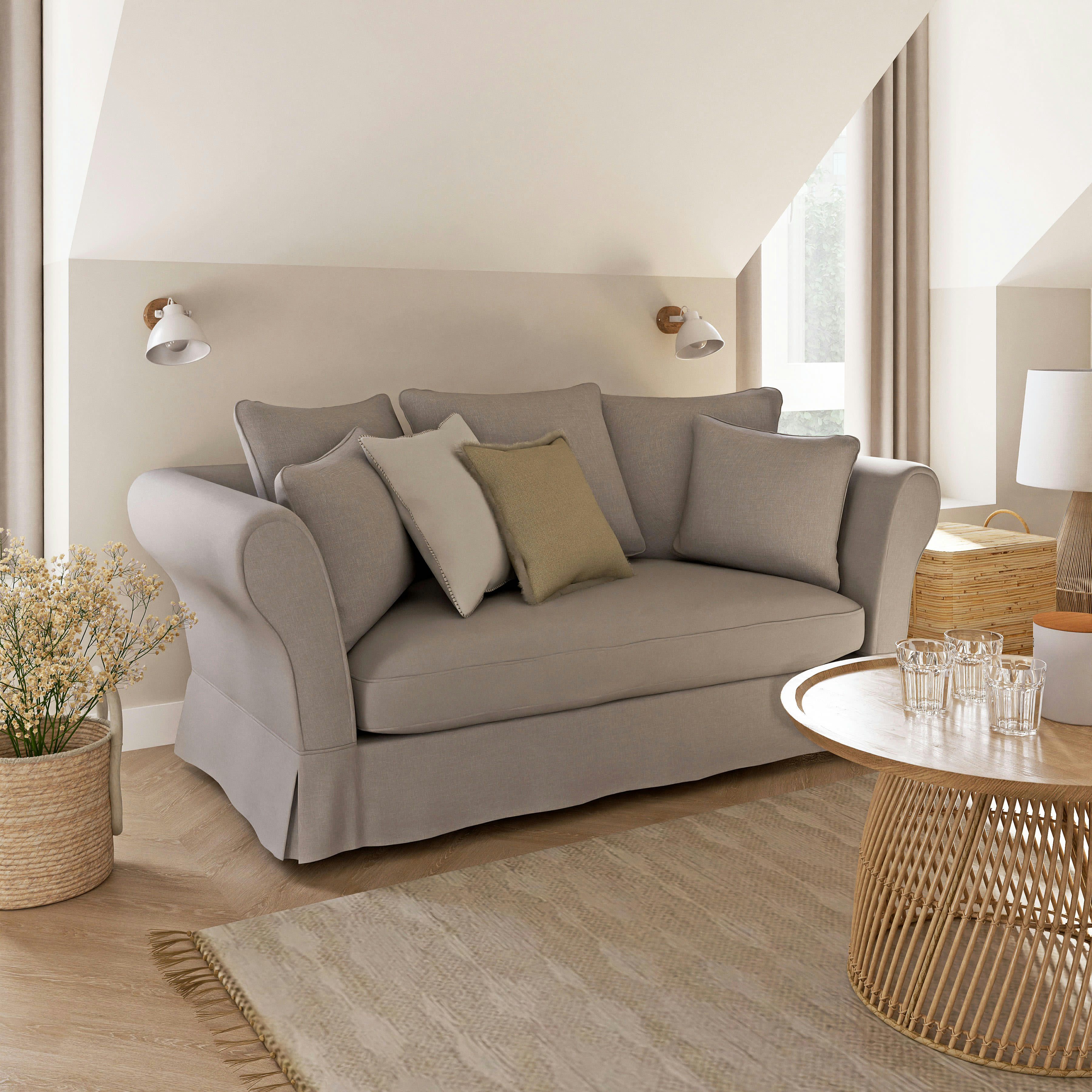 Roma - Housse de canapé 2 places gris clair