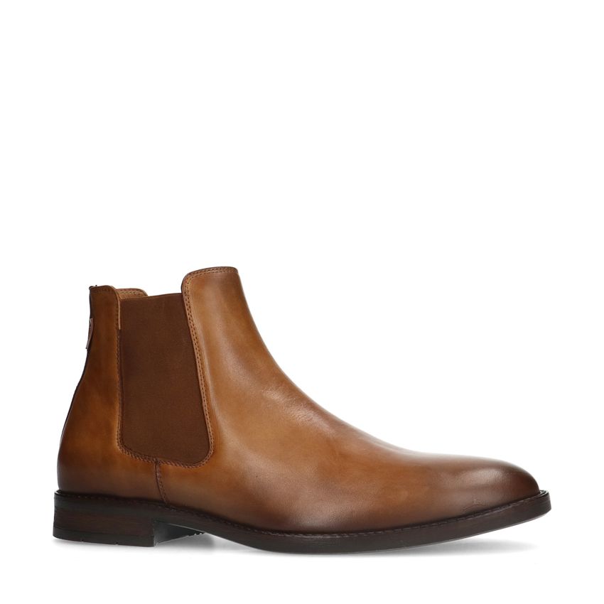 Manfield Cognac leren chelsea boots