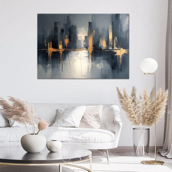 Feeby Obraz na płótnie, Abstrakcja Czarno Złota 60x40