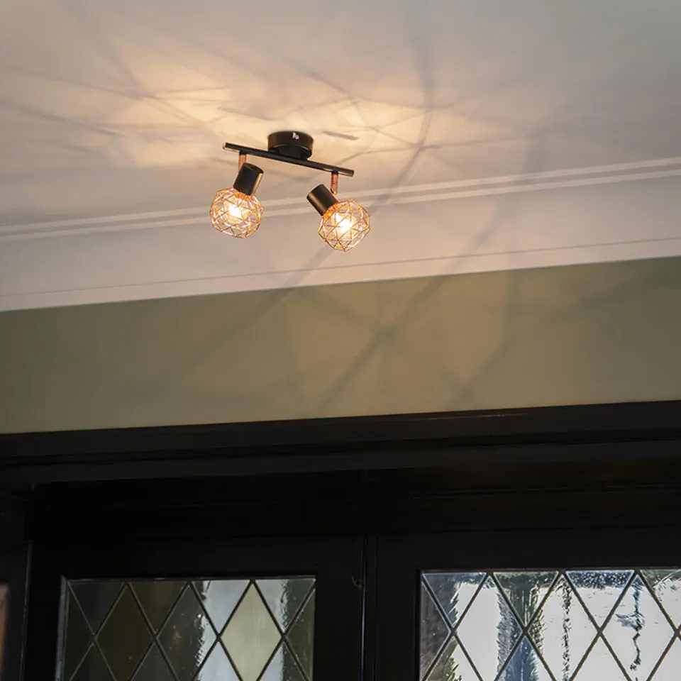 Qazqa verstelbare plafondspot mesh koperkleurig e14