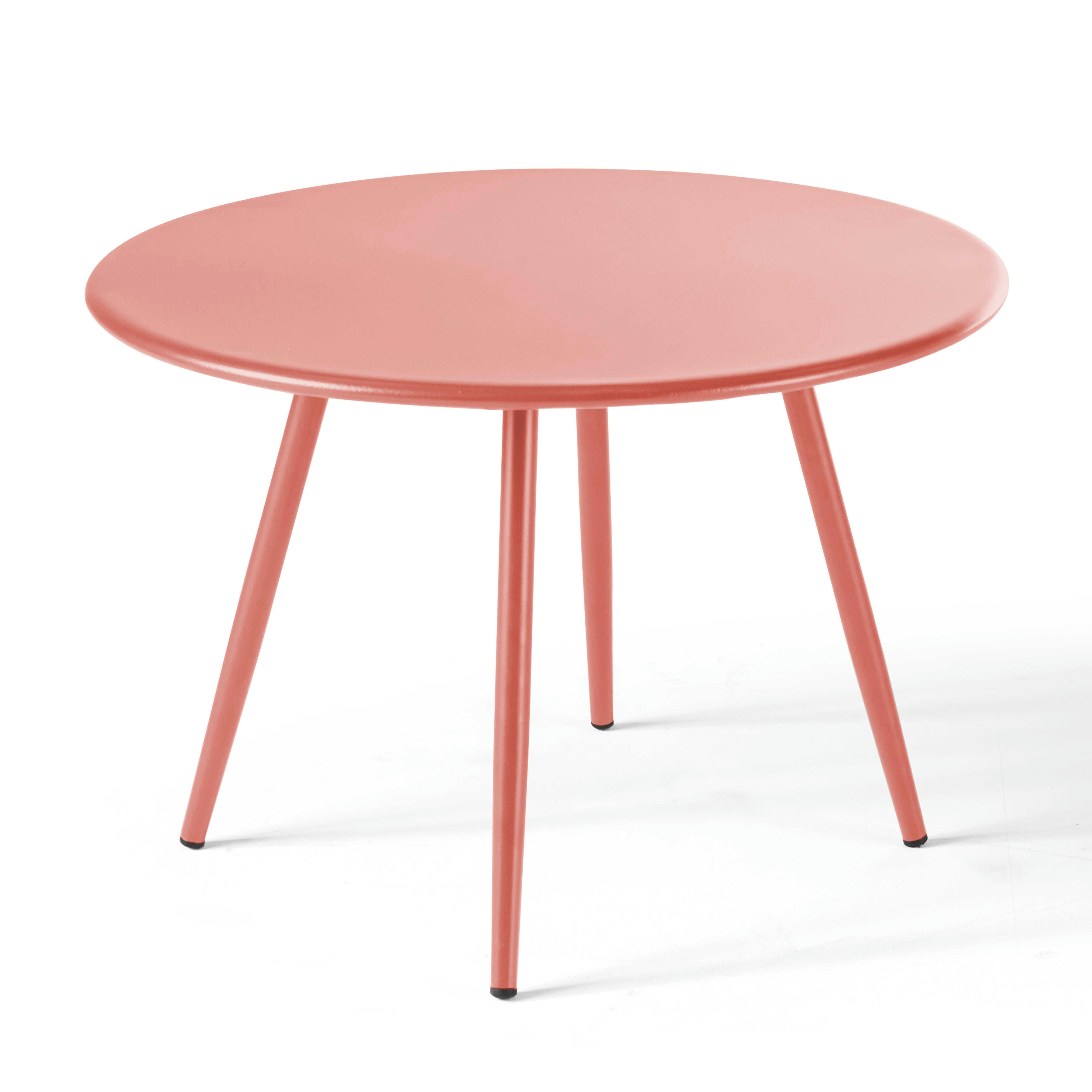 PALAVAS - Lot de 2 tables basses ronde en acier argile 50 cm