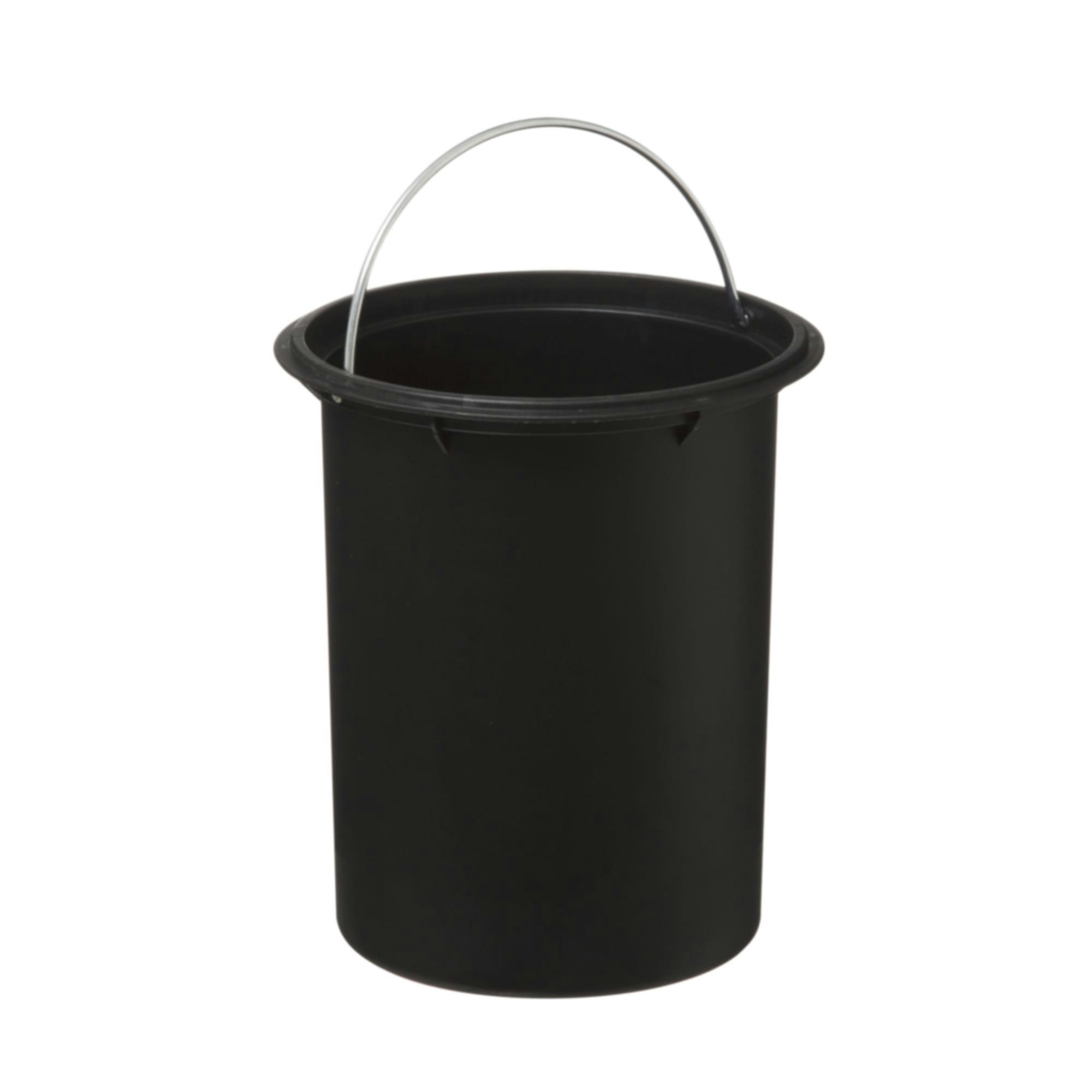 - Poubelle salle de bain métal gris couvercle bambou - 3L