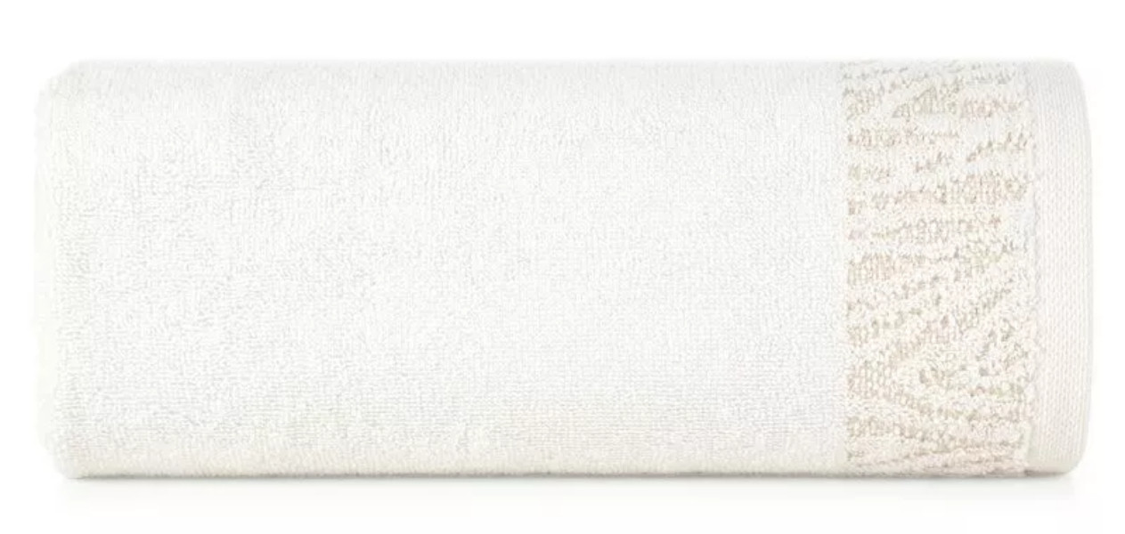Ręcznik Margo 1 70x140 biały z ozdobną bordiurą przetykaną błyszczącą nicią