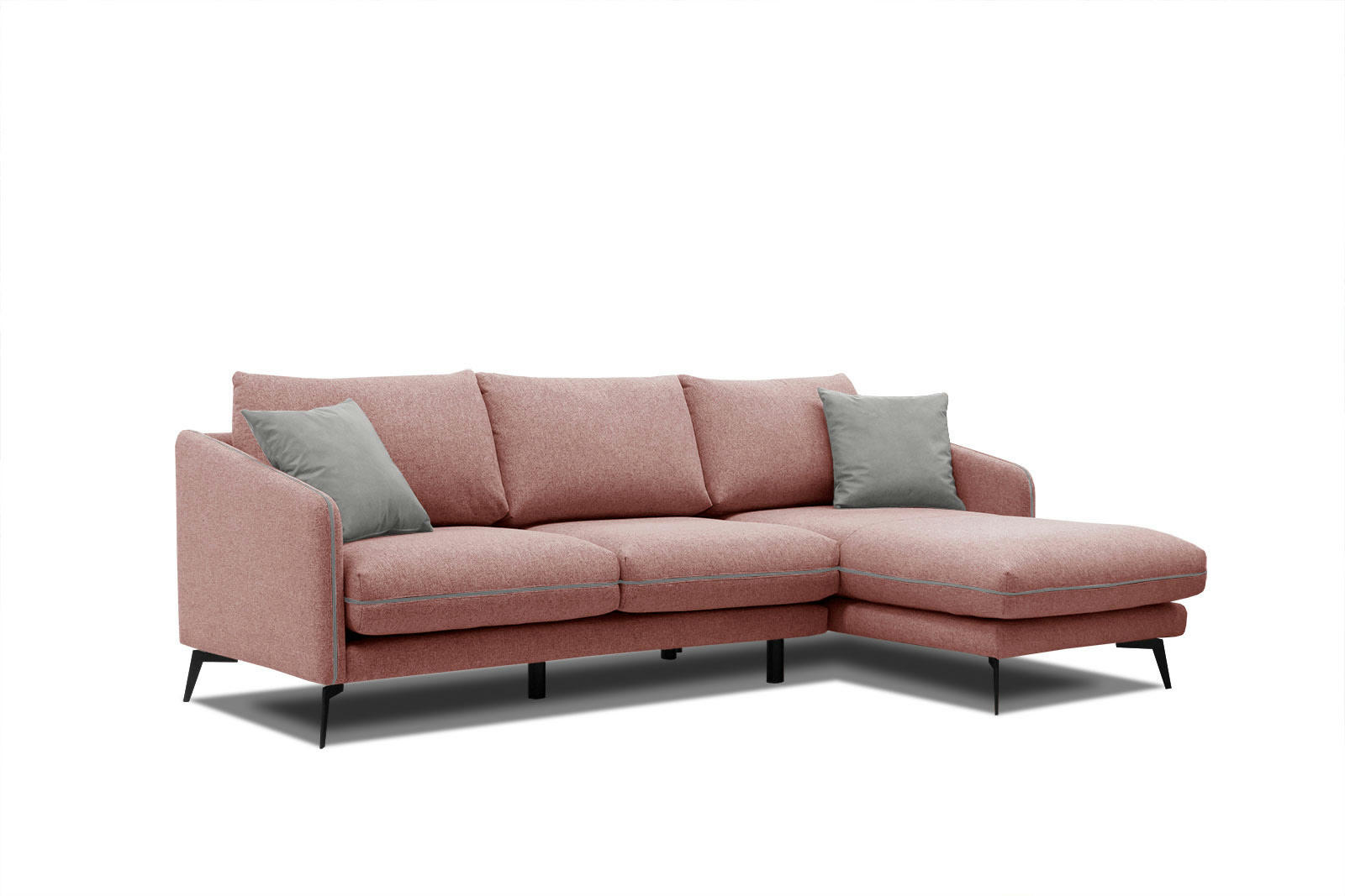 SOGEL - Canapé d'angle droit 4 places tissu rouge clair