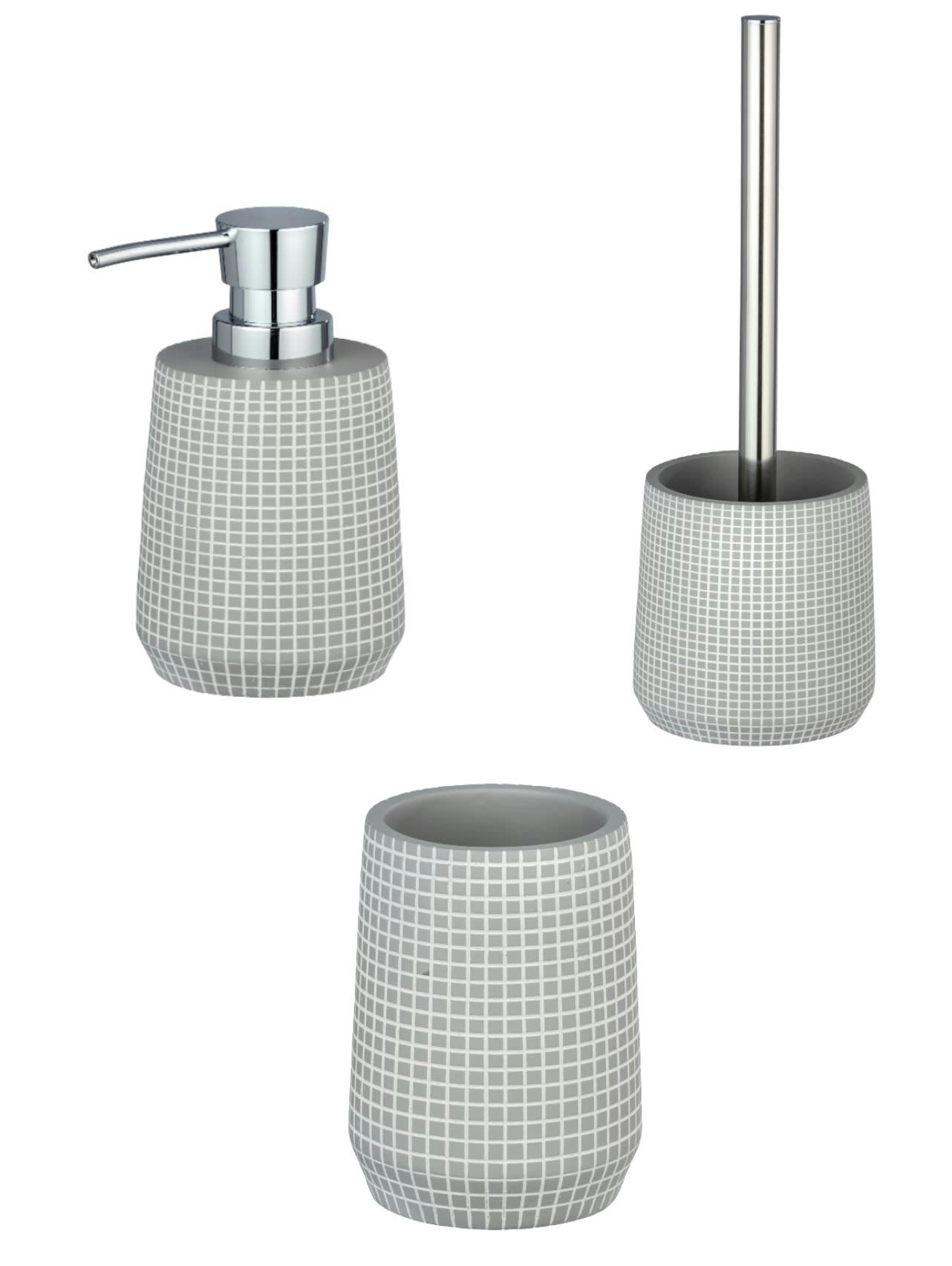 OHRID - Set d'accessoires de salle de bain design gris