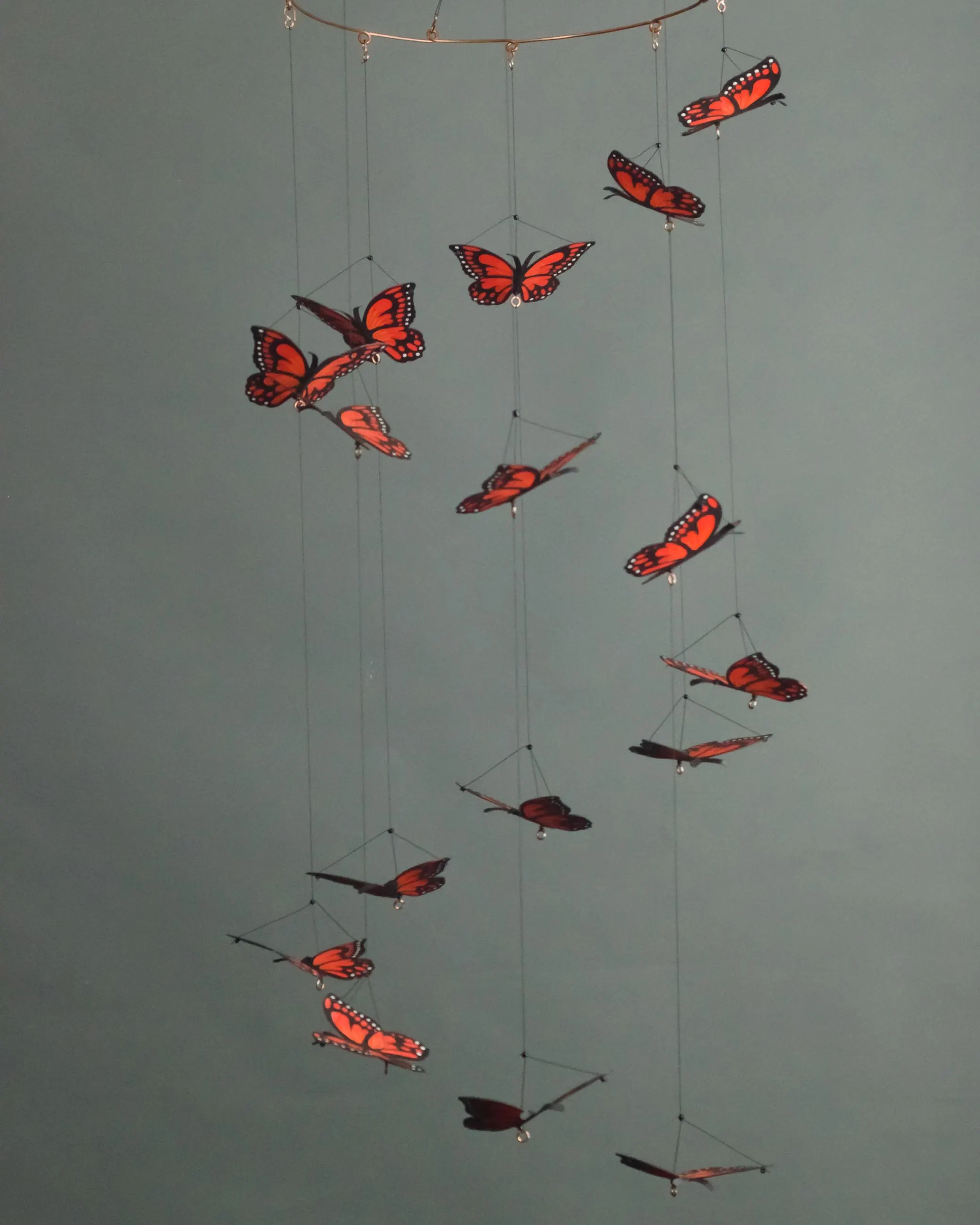 Handmade Monarch Butterfly Spiral Mobile on Copper Wire.
