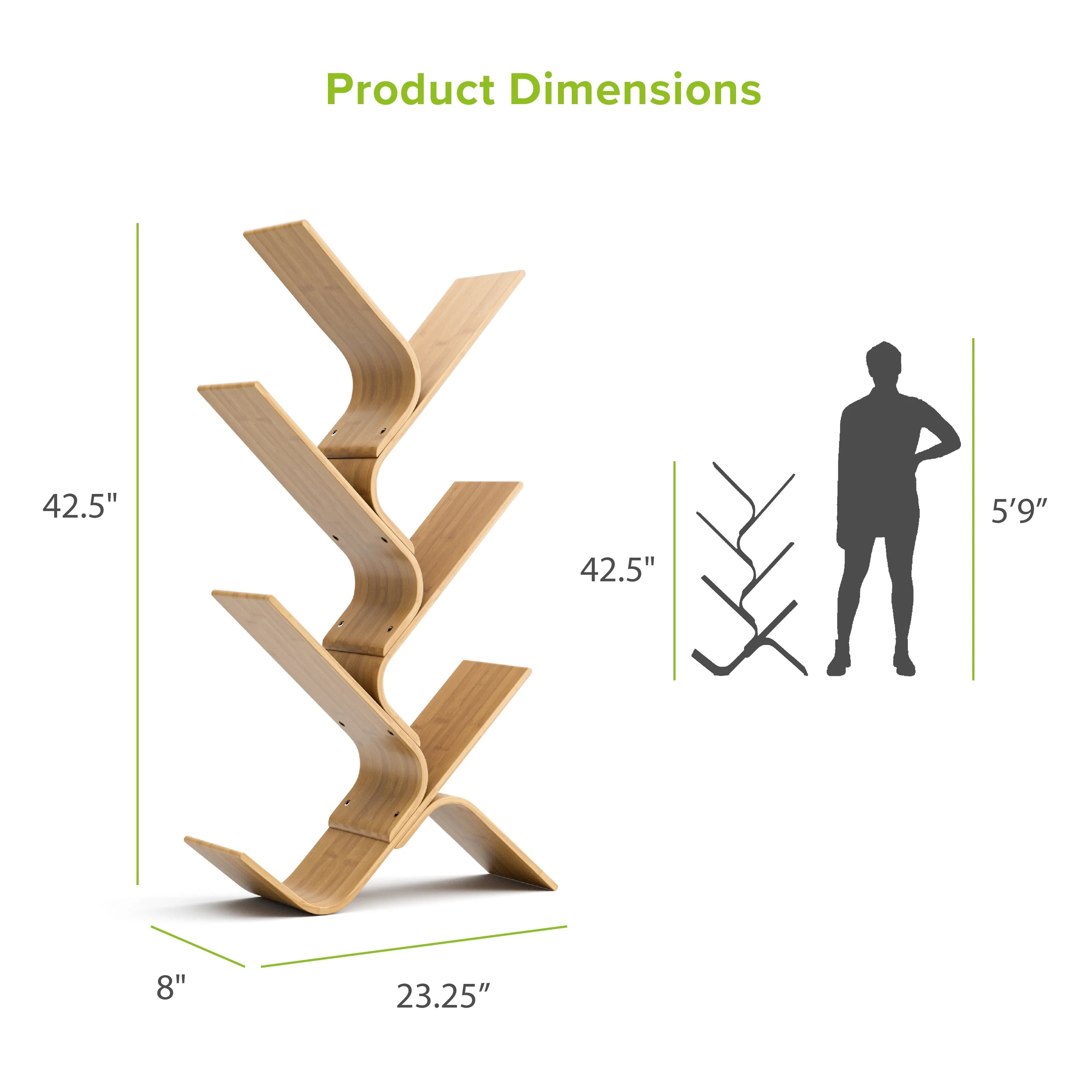 Furniture of America Asher Contemporary Natural Bamboo 6-Tier Curved Design Tree Bookshelf