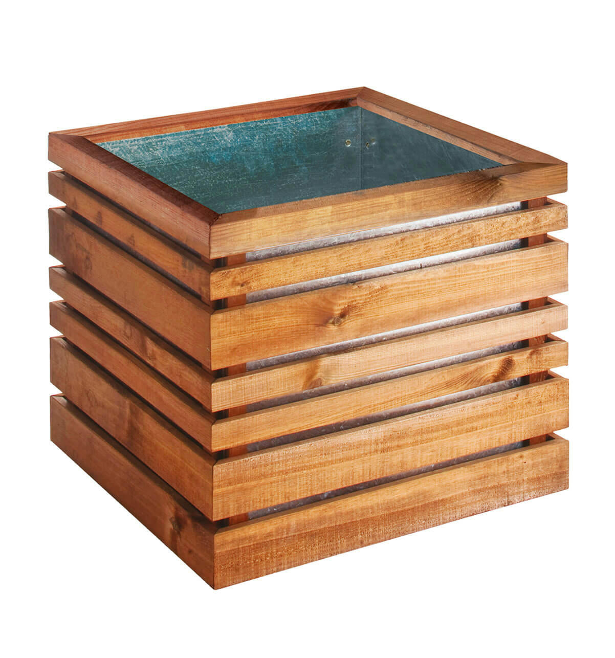 - Bac à fleurs en bois teinté marron L-60cm