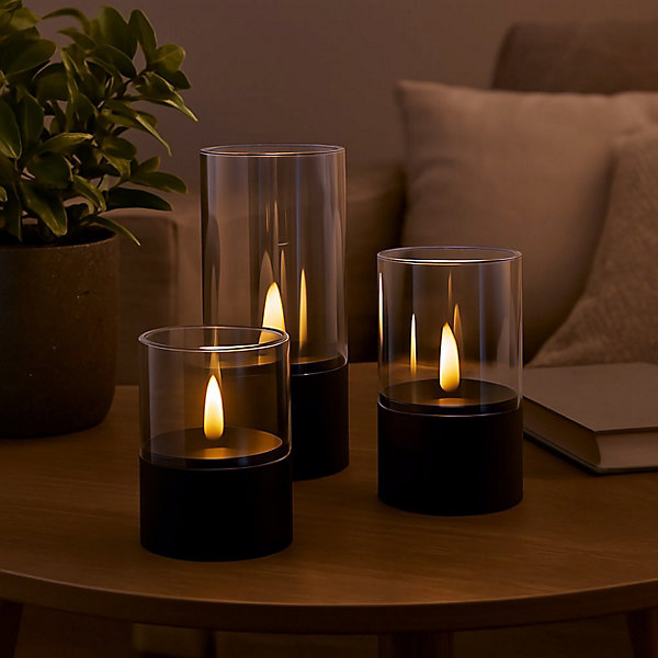 Lampe de table extérieure BOUGIE noir/verre fumé plastique/verre - LEDIP44