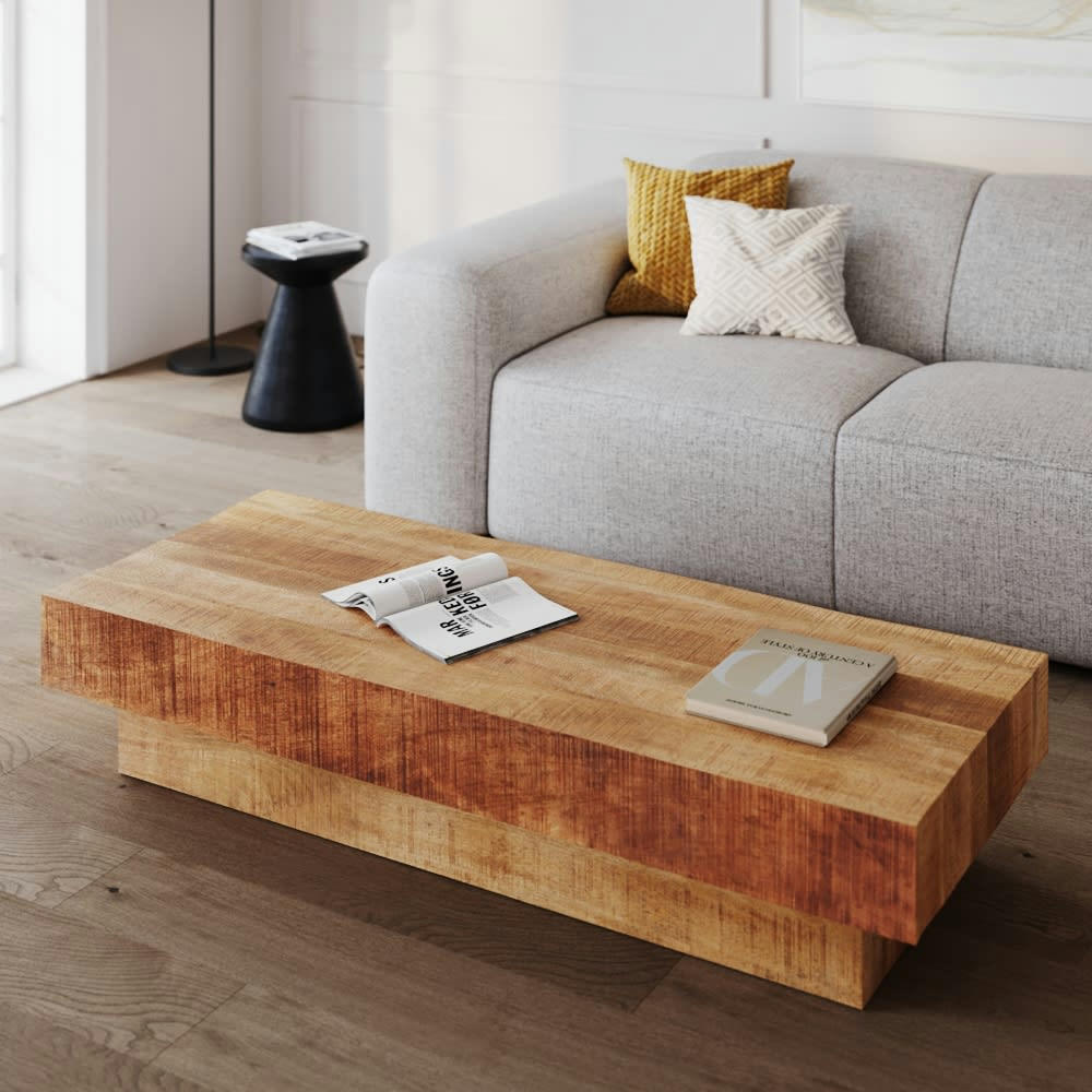 ARÉTO - Table basse rectangulaire en bois de manguier