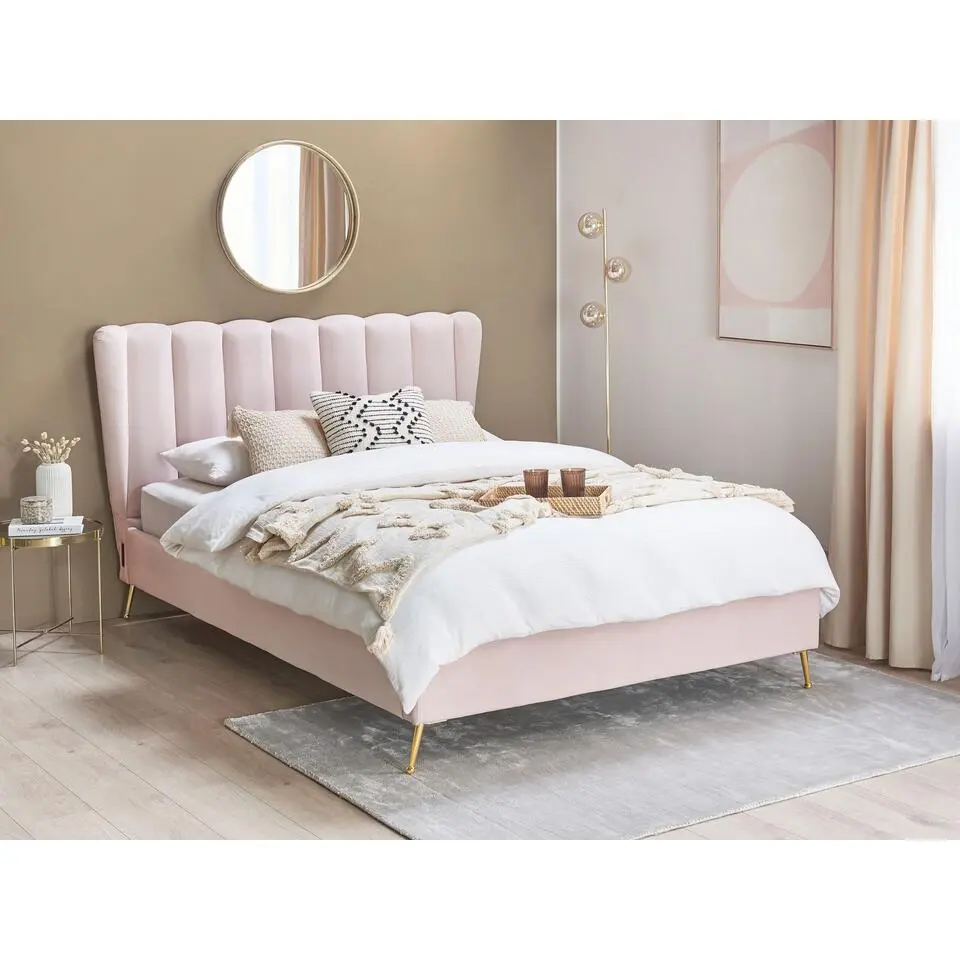 MIRIBEL - Tweepersoonsbed - Roze - 140x200 - Fluweel