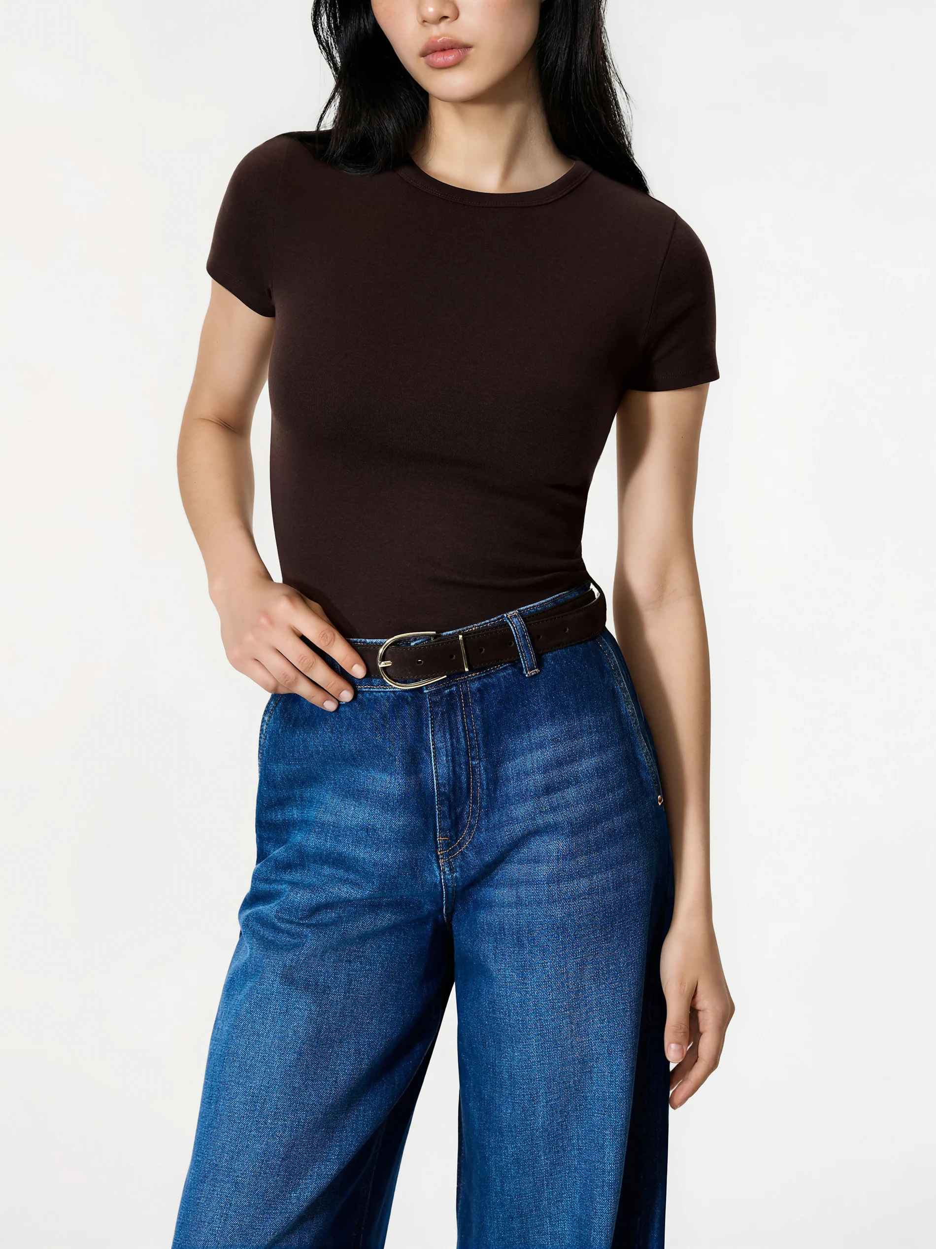 T-shirt slim fit z modalem