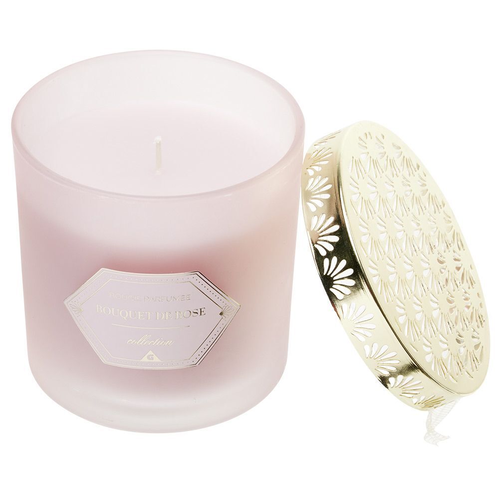 Bougie chic top métal rose Ø10 cm
