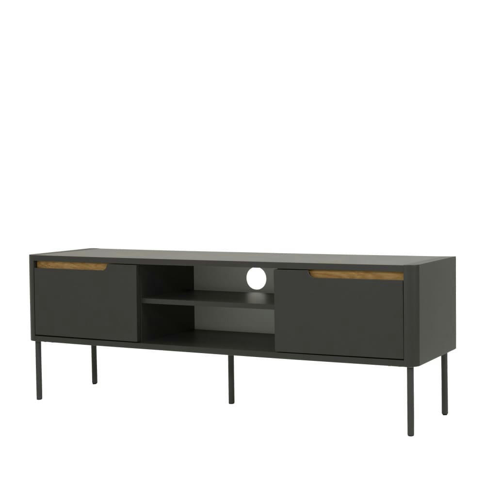 SWITCH - Meuble TV en bois 2 portes L141,5cm gris anthracite