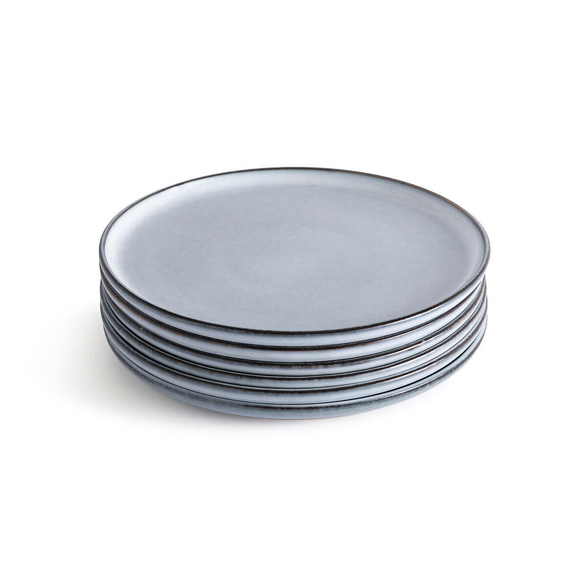 Lot de 6 assiettes plates en grès émaillé, Bambyo