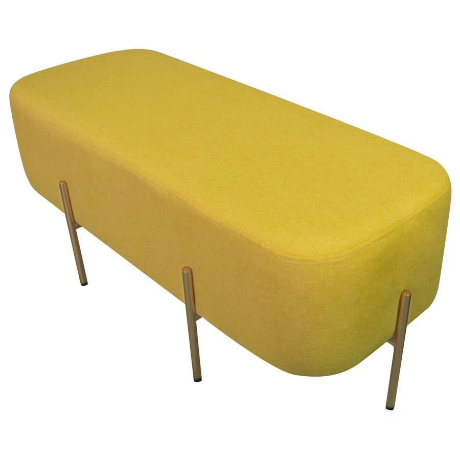 KATE - Pouf rectangulaire ocre pieds dorés
