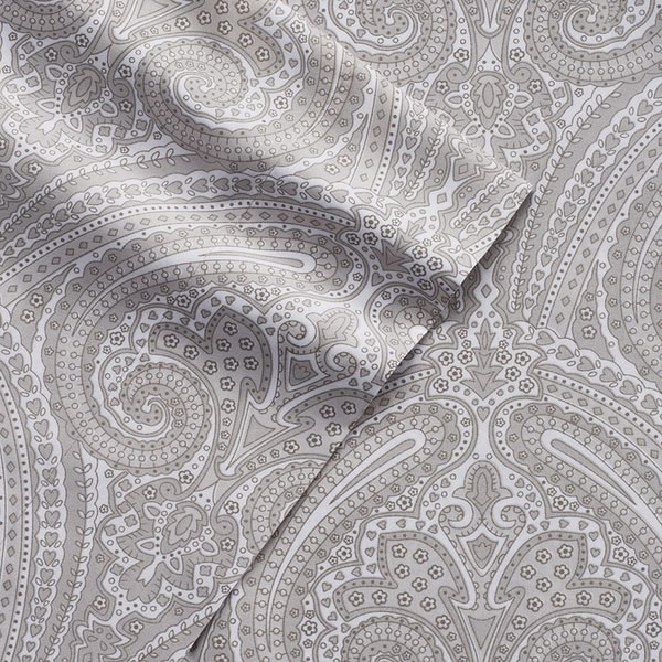 6 Piece Paisley Print Bedroom Bed Sheet Set- Grey