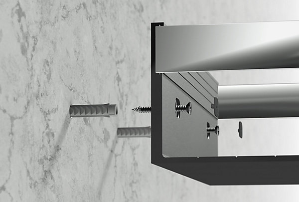 Panier de douche acier inoxydable, étagère de douche - largeur 28cm - Chrome / Noir mat