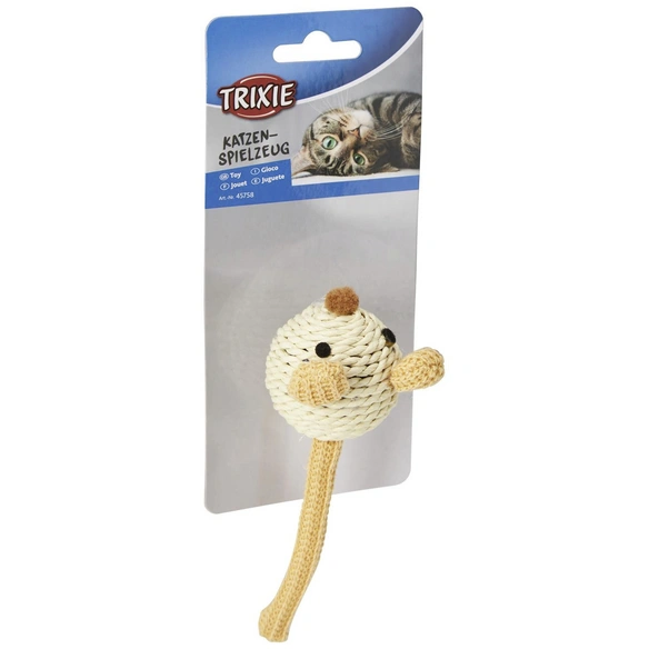 Katzenspielzeug, Maus, beige, mit Rassel und Seil
