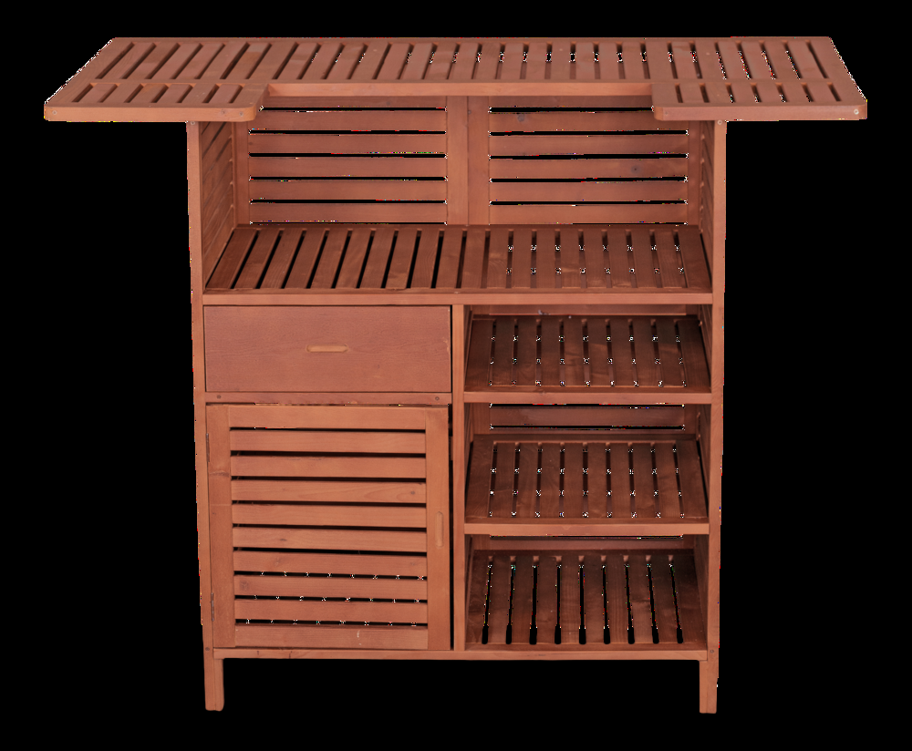 Leisure Season Portable Wood Outdoor Bar with Storage, Medium Brown, 54 x 27 x 43-in