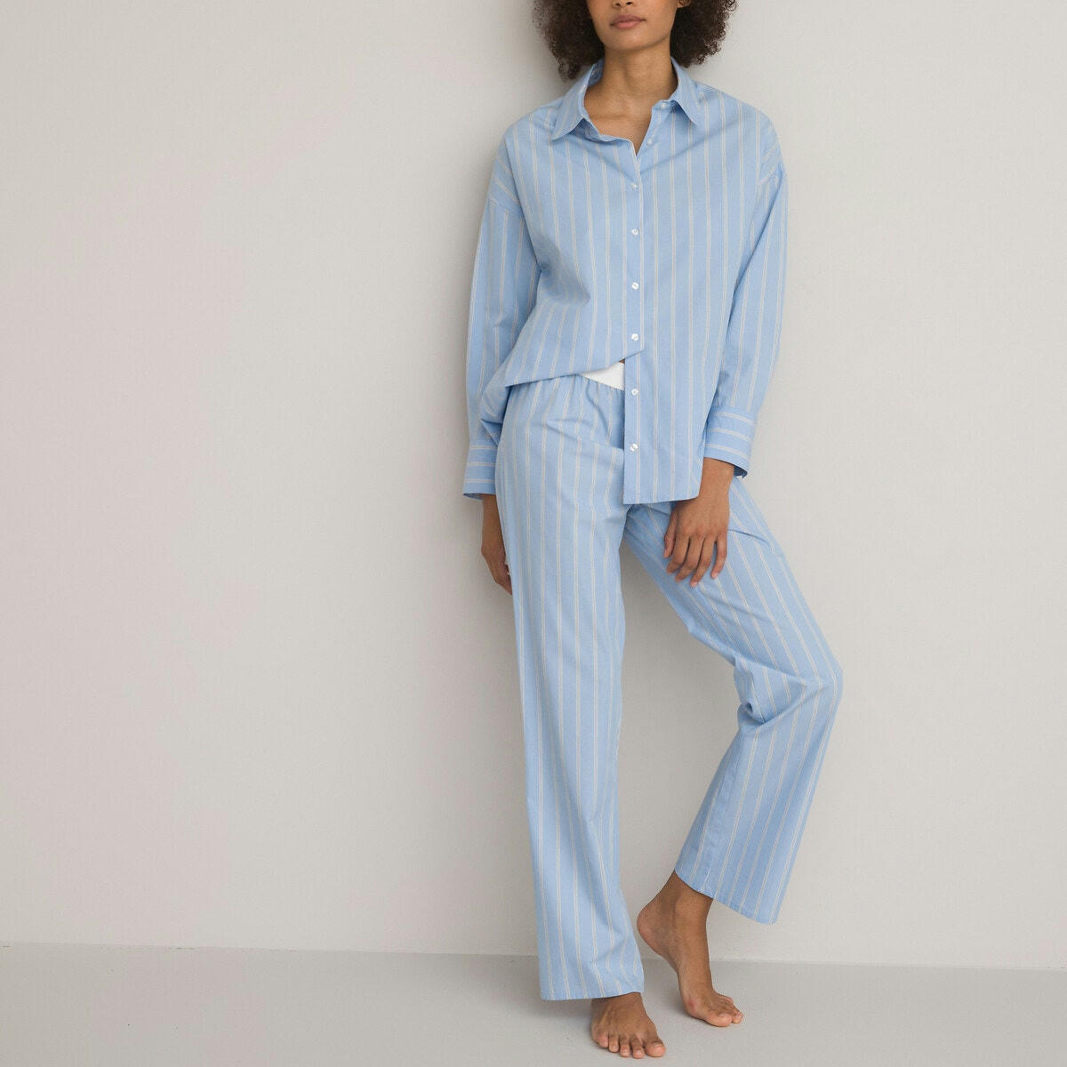 Pyjama style grand-père manches longues rayé