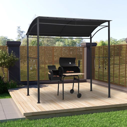 NNEVL BBQ Gazebo 215x150x220 cm Anthracite Steel