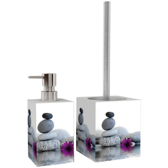 Bad-Accessoire-Set »Energy Stones«, Grau, Rechteckig