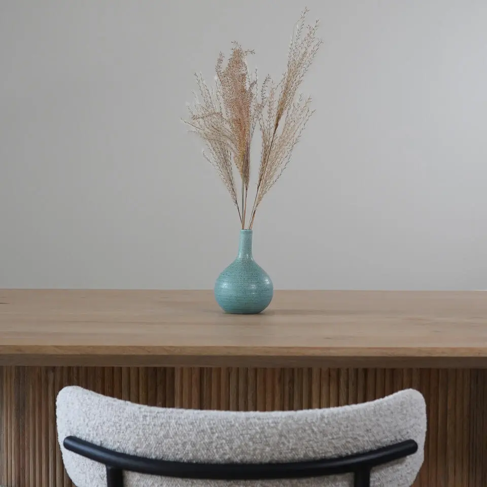 QUVIO Vaas bol met smalle hals - Keramisch - Lichtblauw