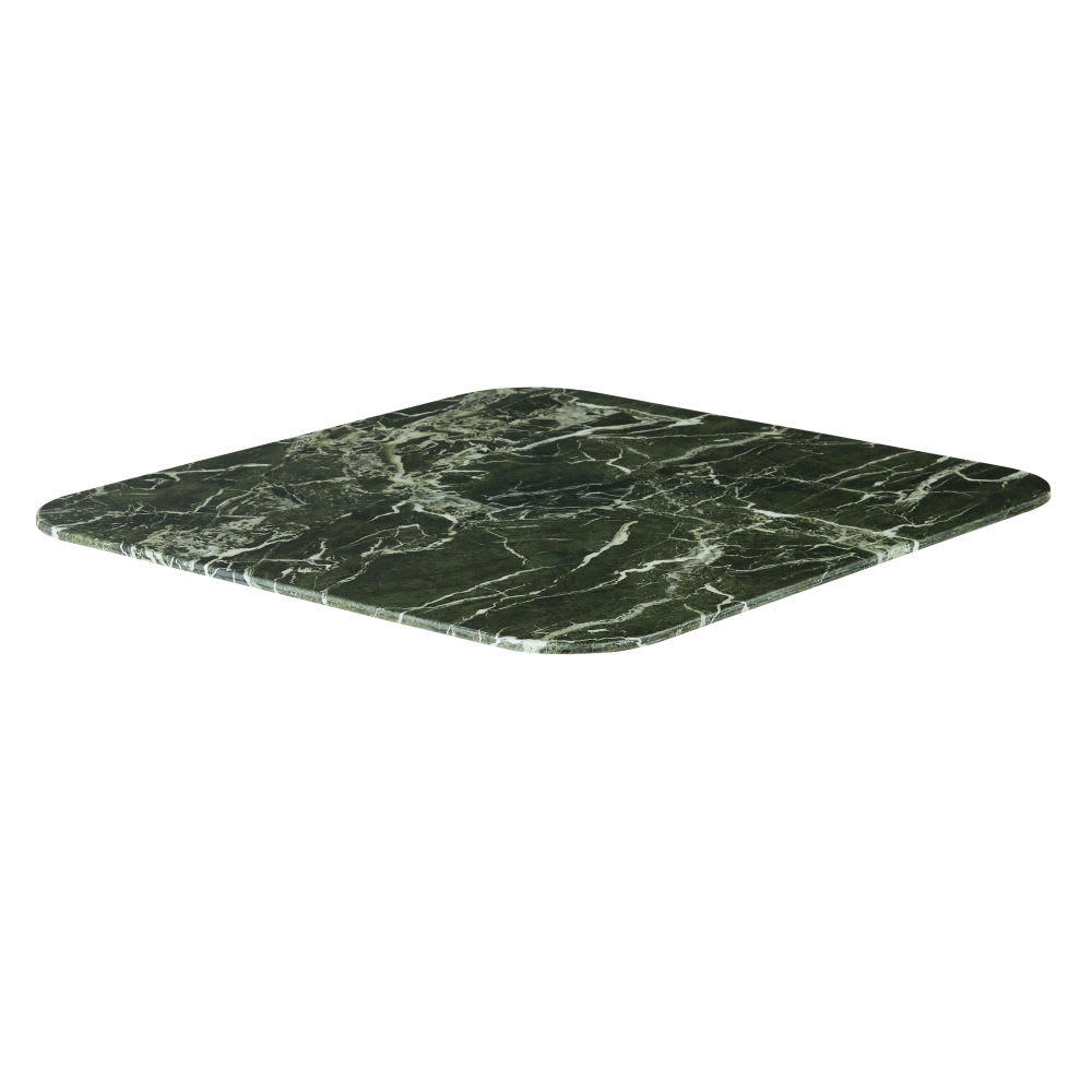 Element Business - Plateau de table professionnel en verre effet marbre vert 2 personnes L70