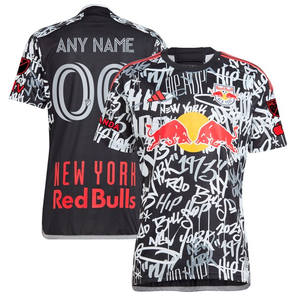 New York Red Bulls adidas 2024 Freestyle Authentic Custom Jersey - Black