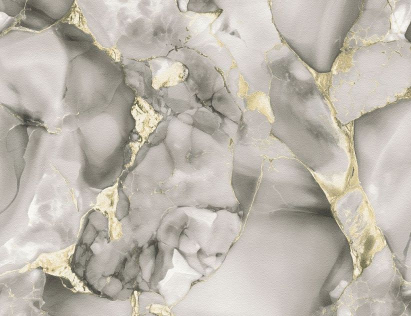 Vliestapete Marmor Grau, Gold