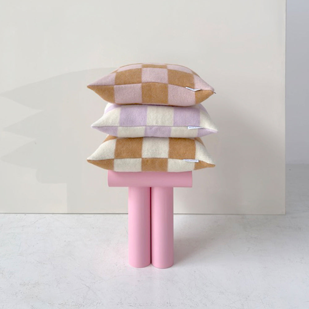 Maison Deux Checkerboard Kussenhoes - Terra / Roze