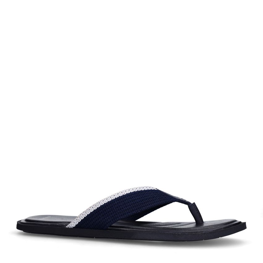 Manfield Donkerblauwe canvas slippers