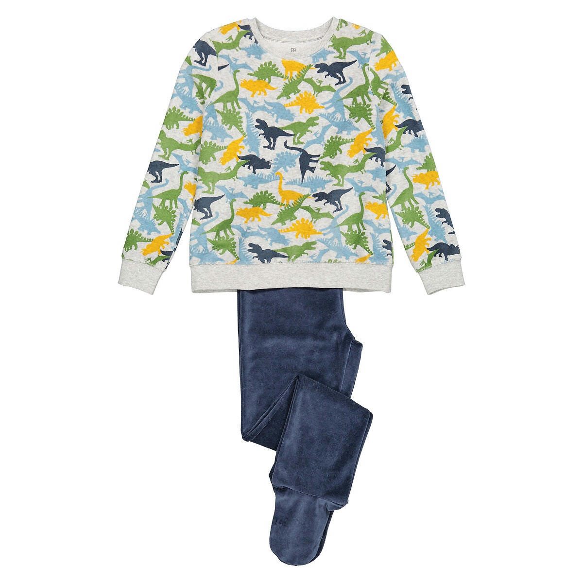 Pyjama avec pieds en velours motif dinosaures
