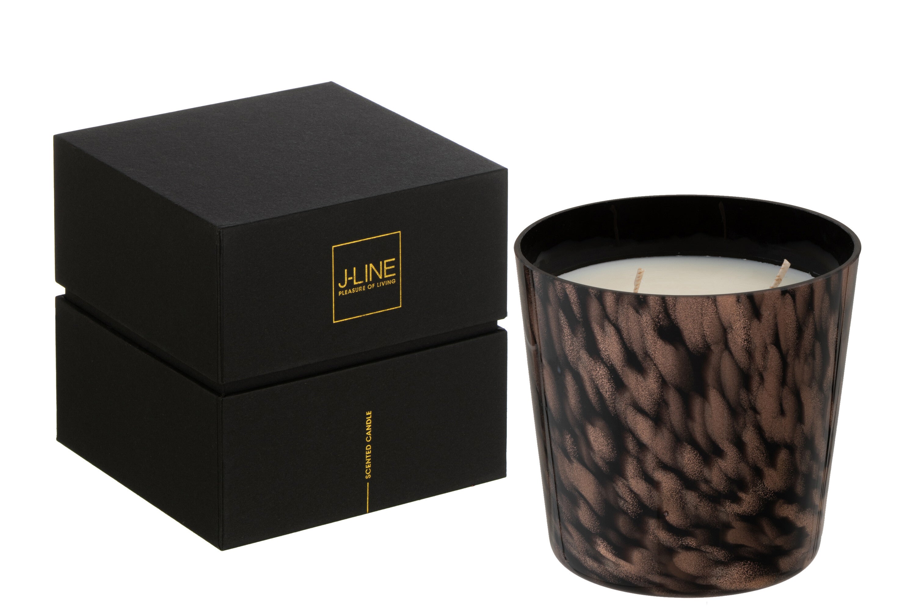 J-Line geurkaars Noa - Sandalwood - glas - zwart/goud - small - 50U