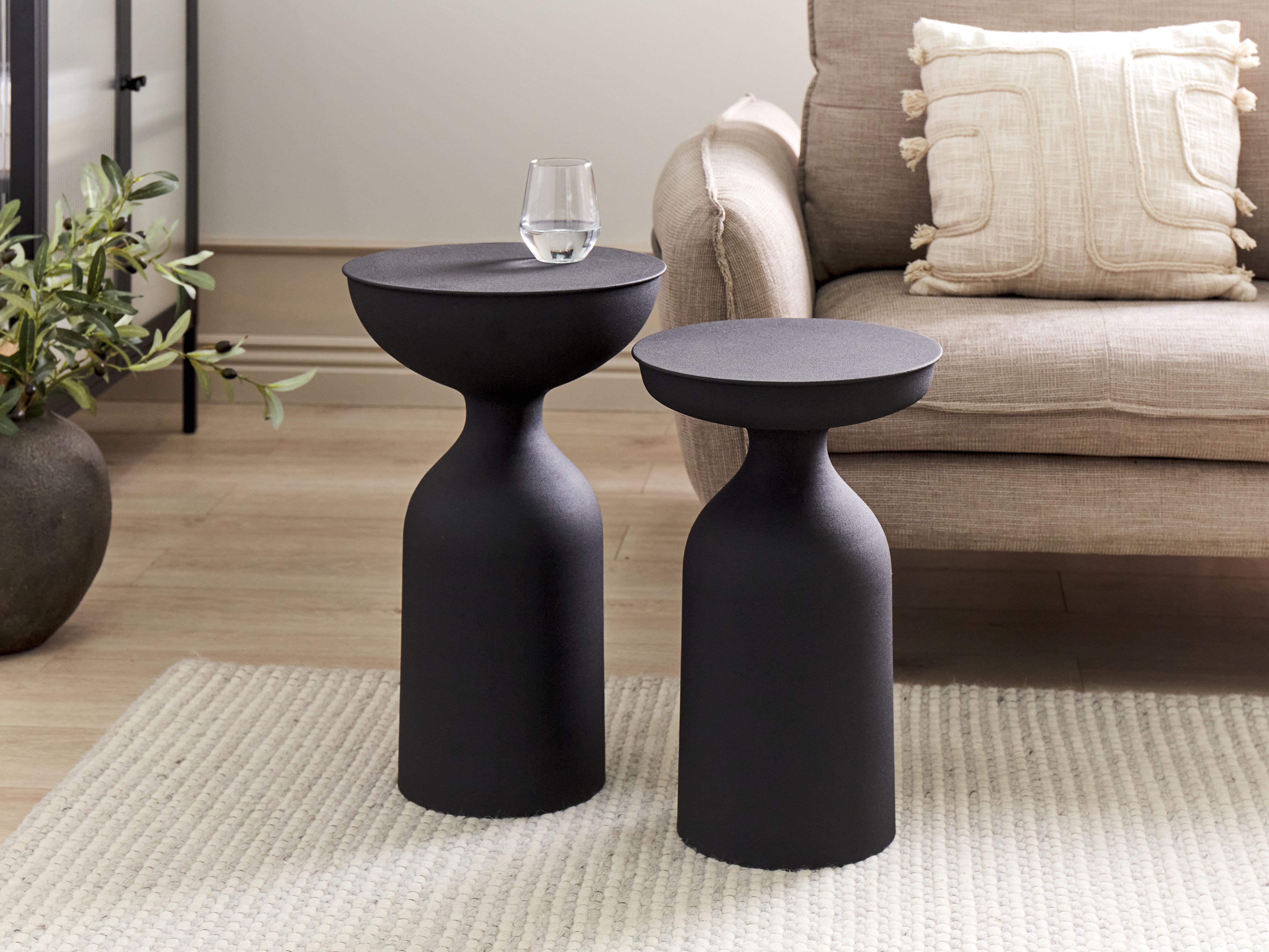 Set of 2 Side Tables COTA/TENJO Metal Black