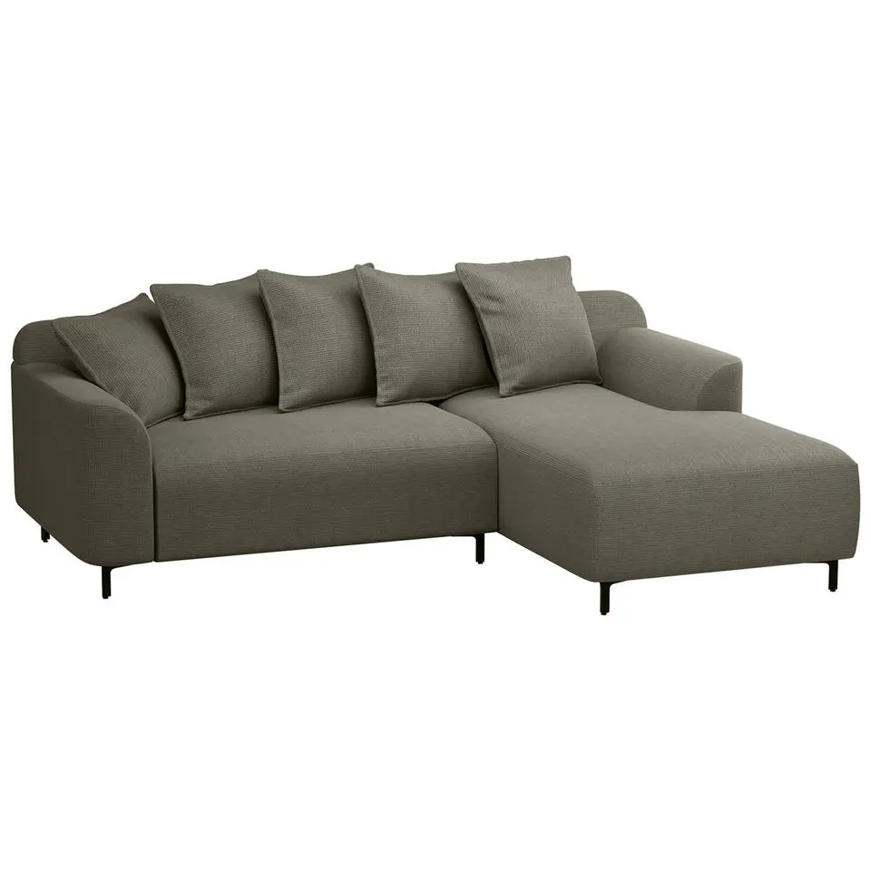 Bank Elsa met chaise longue rechts - stof Eden - mokka