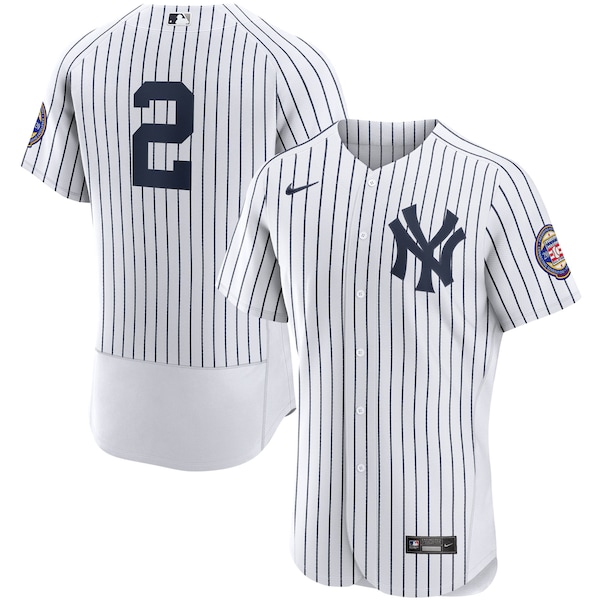 Derek Jeter New York Yankees Nike 2020 Hall of Fame Induction Patch Authentic Jersey - White/Navy