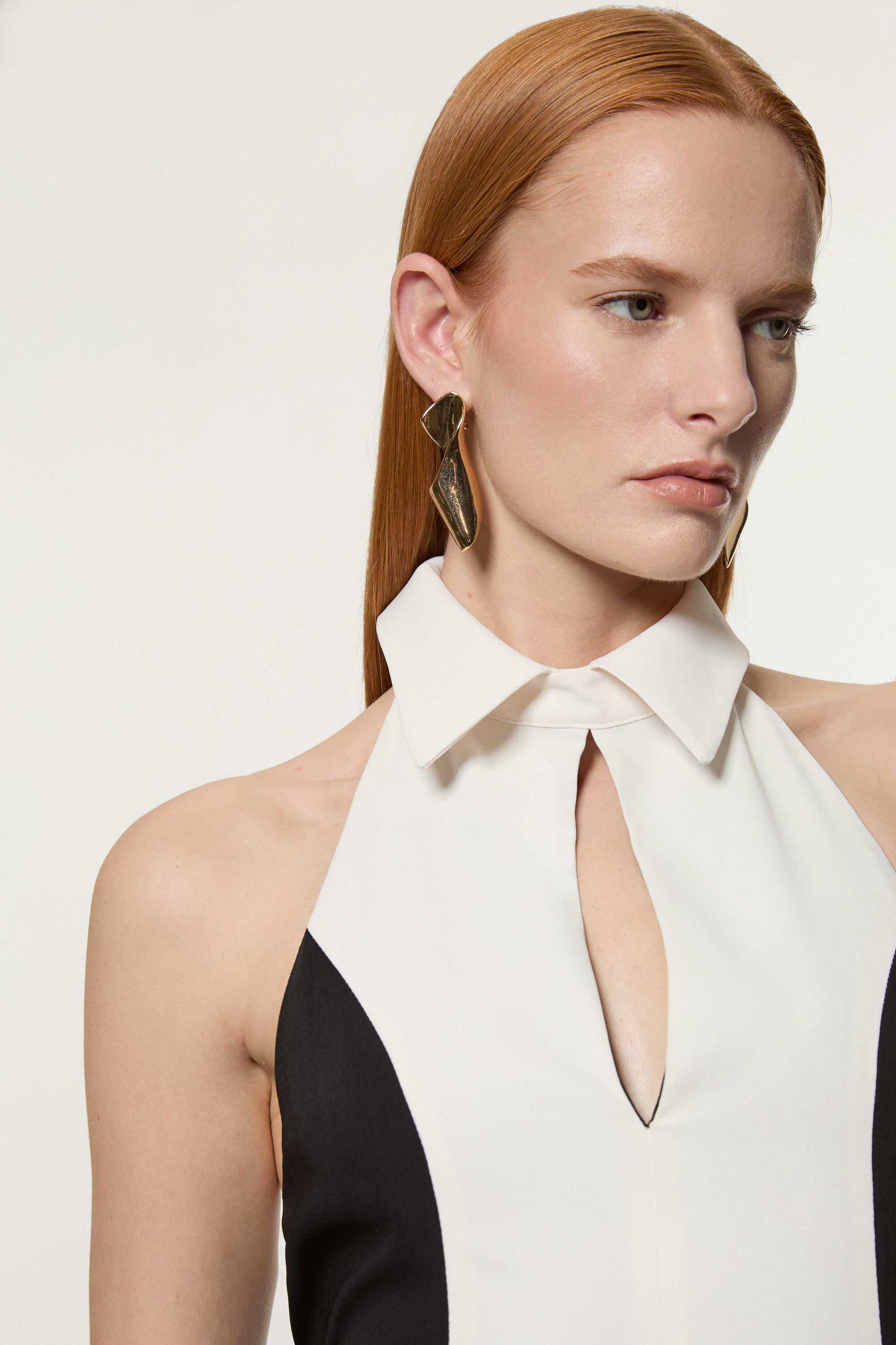 KarenMillen Petite Contrast Detail Full Skirt Tailored Midi Dress