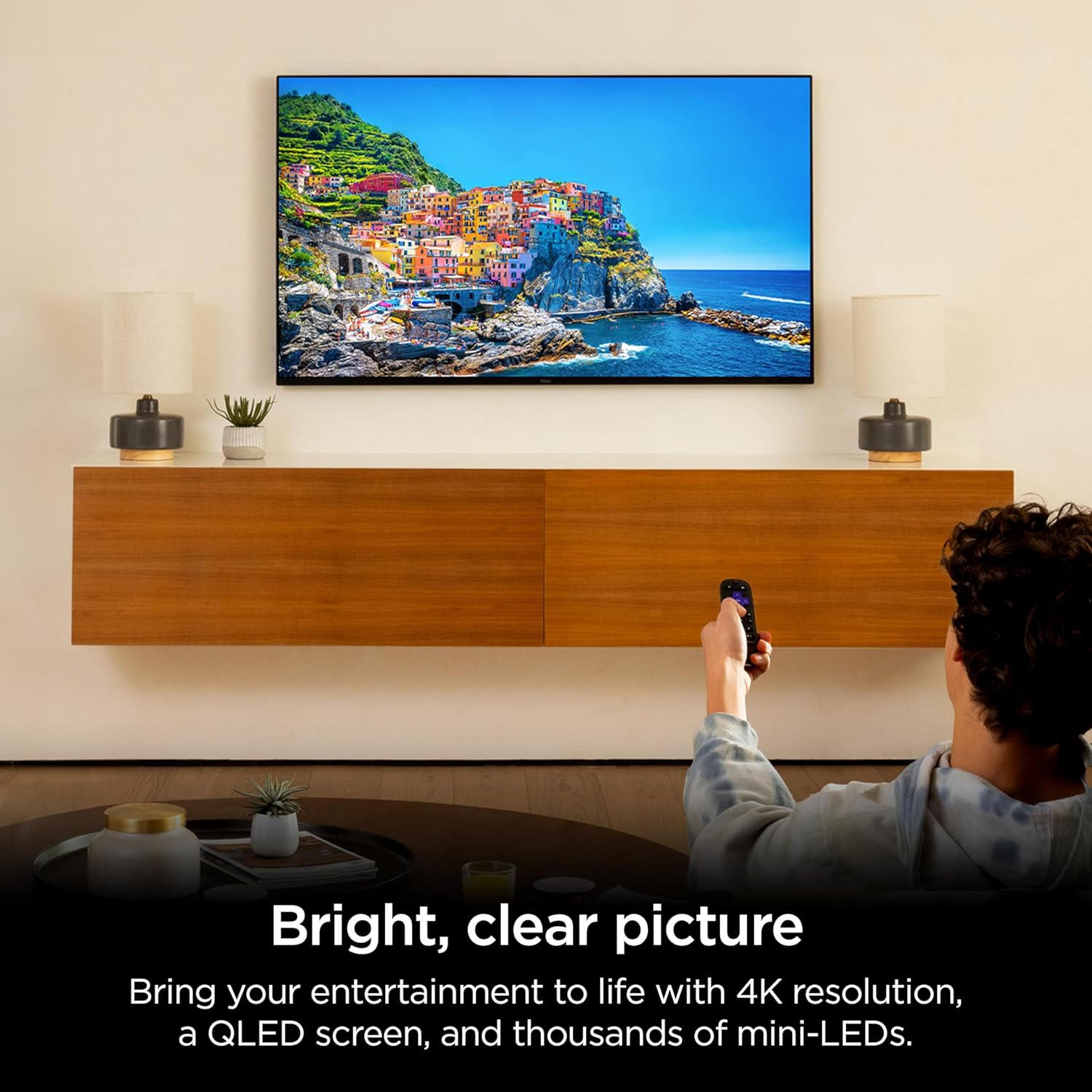 Roku Smart TV – 75-Inch Pro Series 4K QLED RokuTV with Backlit Roku Voice Remote Pro  Dolby Vision IQ  120Hz Refresh Rate – Live Local News  Sports  Gaming