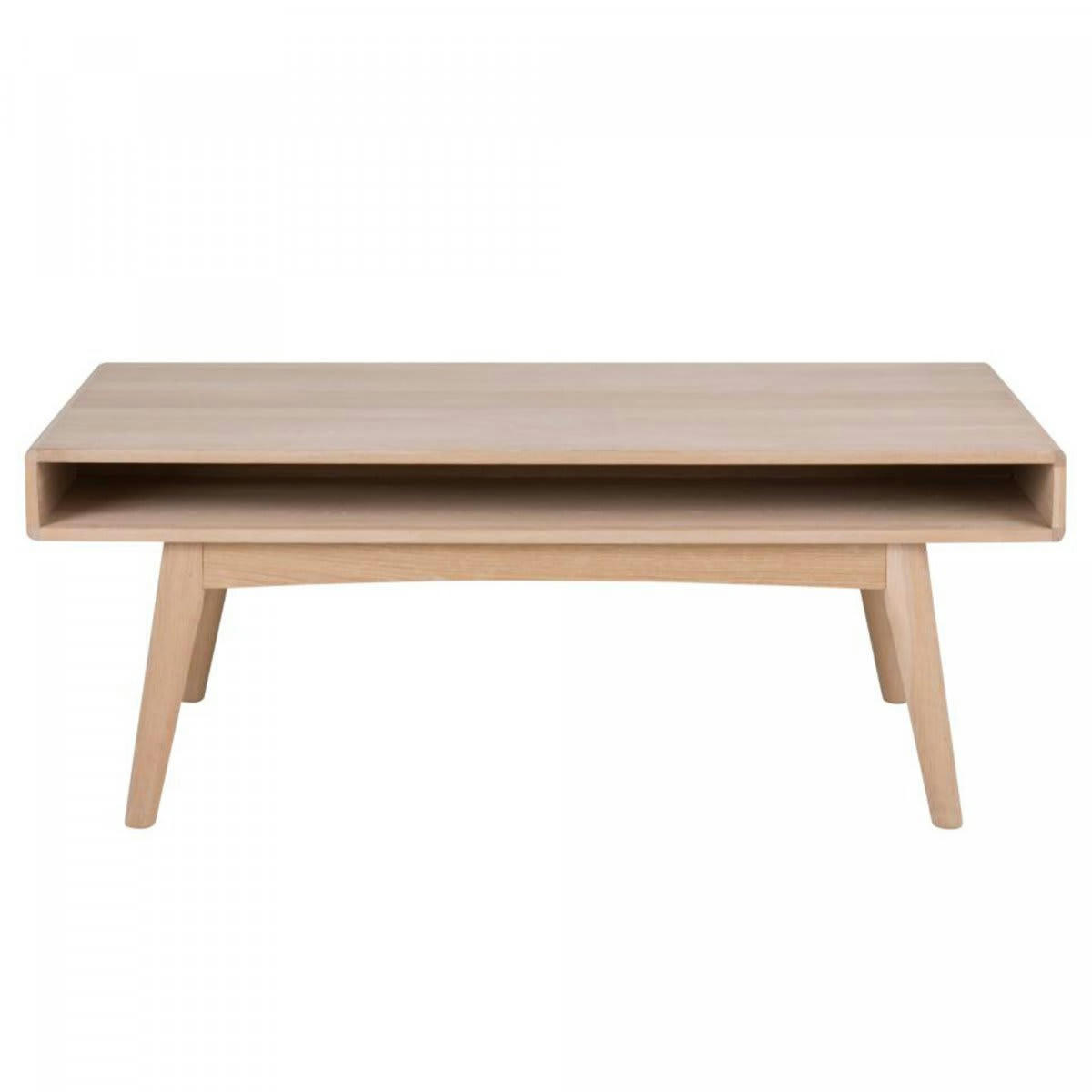 MARTI - Table basse rectangulaire en bois 130x70cm avec niche naturel