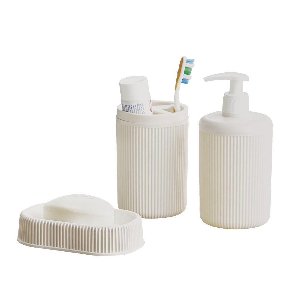 Accessoire salle de bain porte savon avec distributeur et gobelet