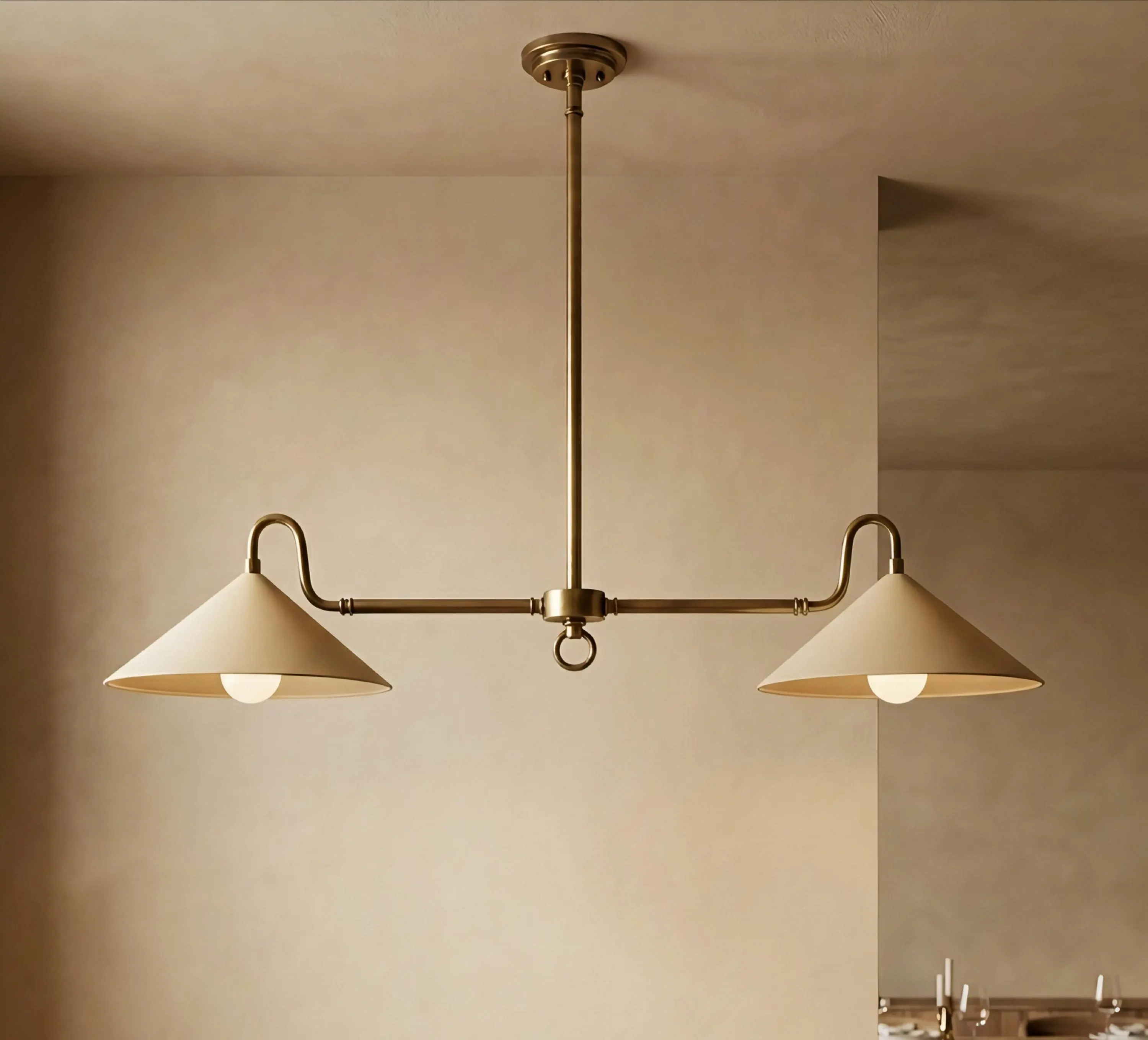 Luxury Modern Brass Dual-Shade Ceiling Light Fixture | Mid-Century Sputnik Pendant Light, Retro Brass Flush Mount Ceiling Chandelier