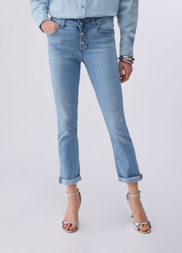 Jeans skinny con risvolto