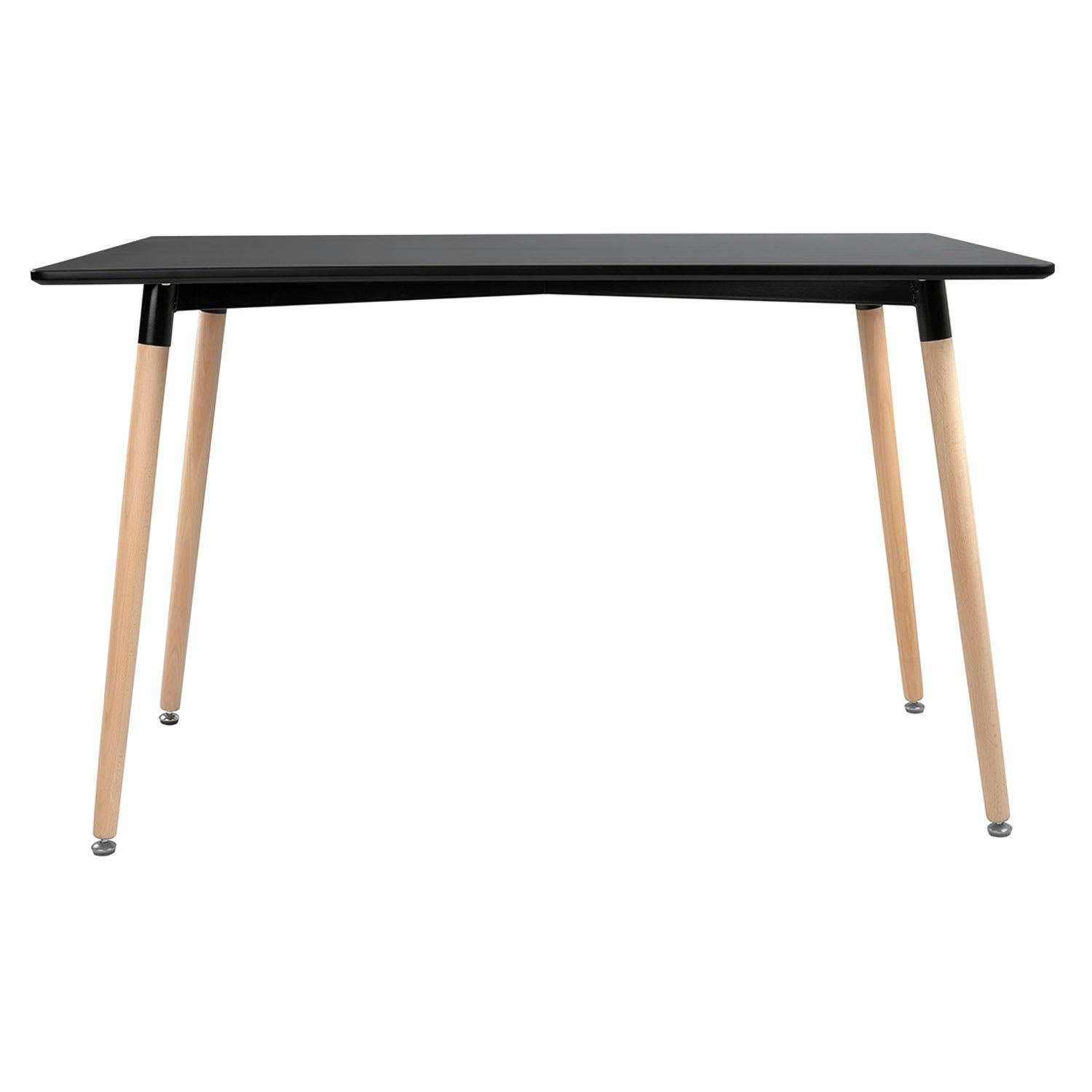 PIA - Table à manger rectangulaire style scandinave noire et bois de hêtre