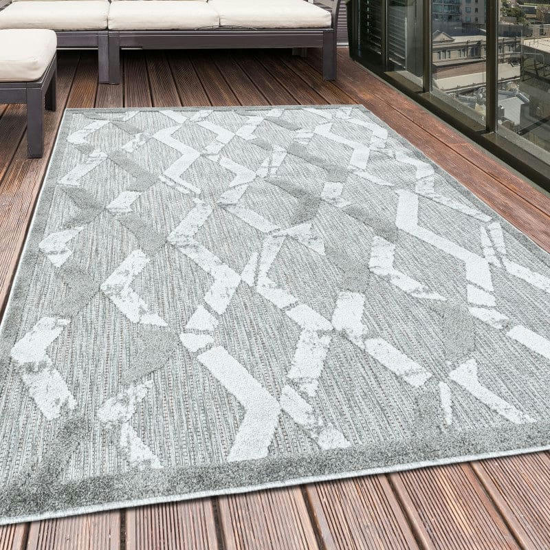 BALI - Tapis extérieur à relief gitgit gris clair 120x170cm